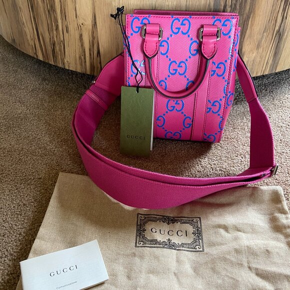 GUCCI GG MINI CONVERTIBLE TOTE BAG PINK - Picture 2 of 8